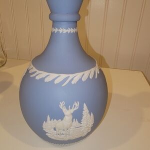 Blue and White Decorative Vase with Deer Design